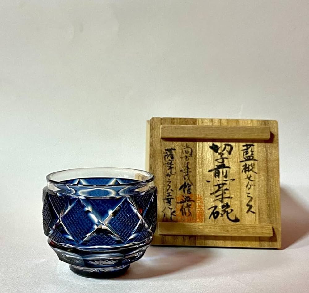 Amazon.co.jp: 『薩摩切子 藍色被せ 猪口 ※SHIMADZU彫印あり
